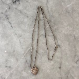 Tiffany & Co sterling silver dog tag heart necklace